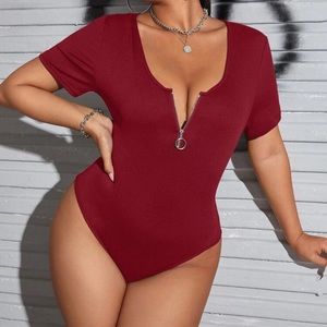 New SHEIN Plus O-Ring Zip Up Bodysuit 3XL